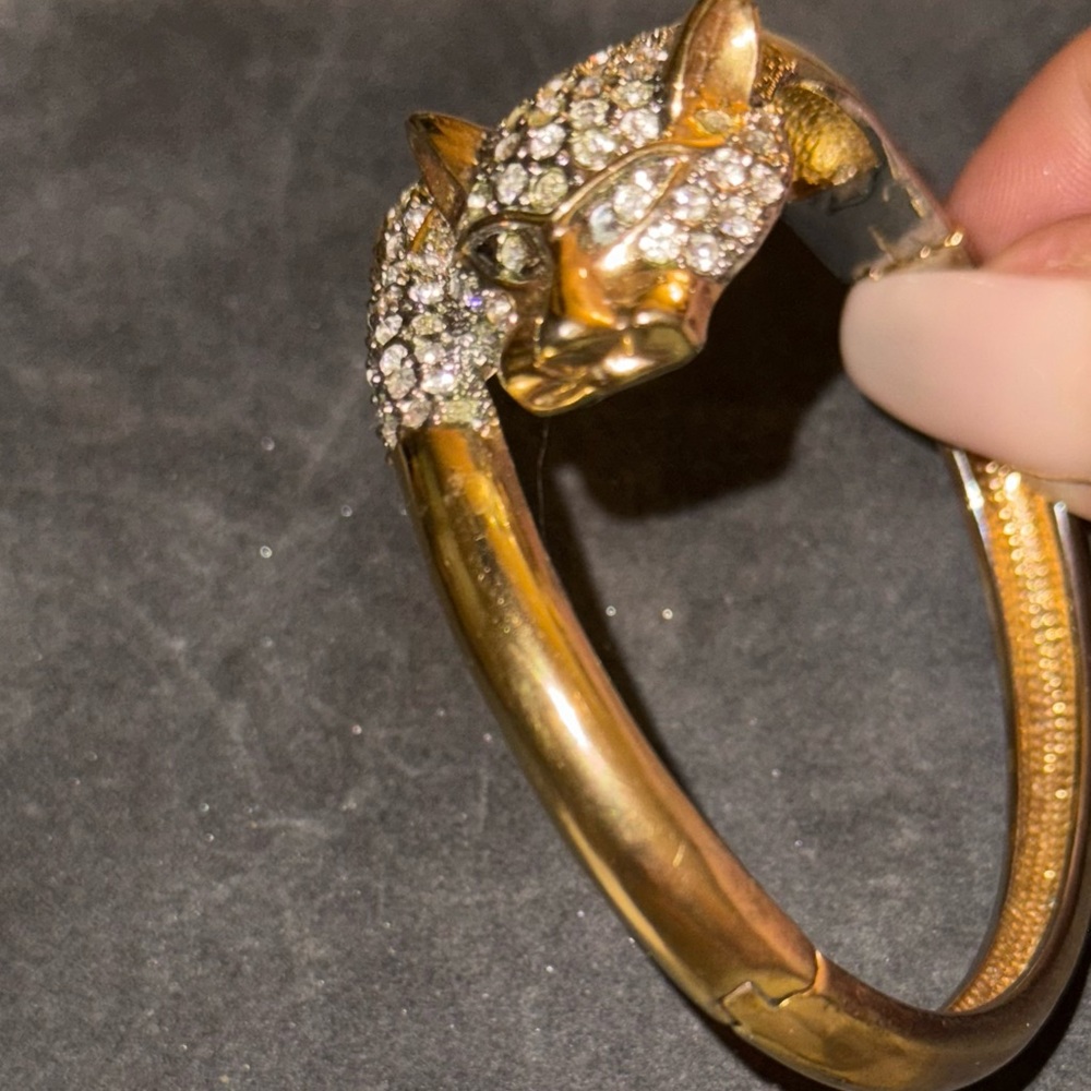 MOV WIFE VTG Gold Pave Crystal Panther Bracelet - Picture 14 of 17